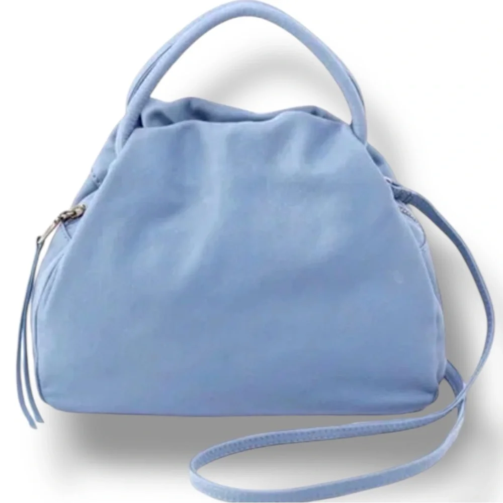 Hobo Darling Provence Blue Leather Convertible Crossbody Satchel Bag - Picture 1 of 15
